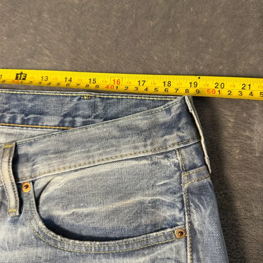 Levis 514 Straight Fit Mens 38x30 Distressed Light Wash Acid Denim Jeans
